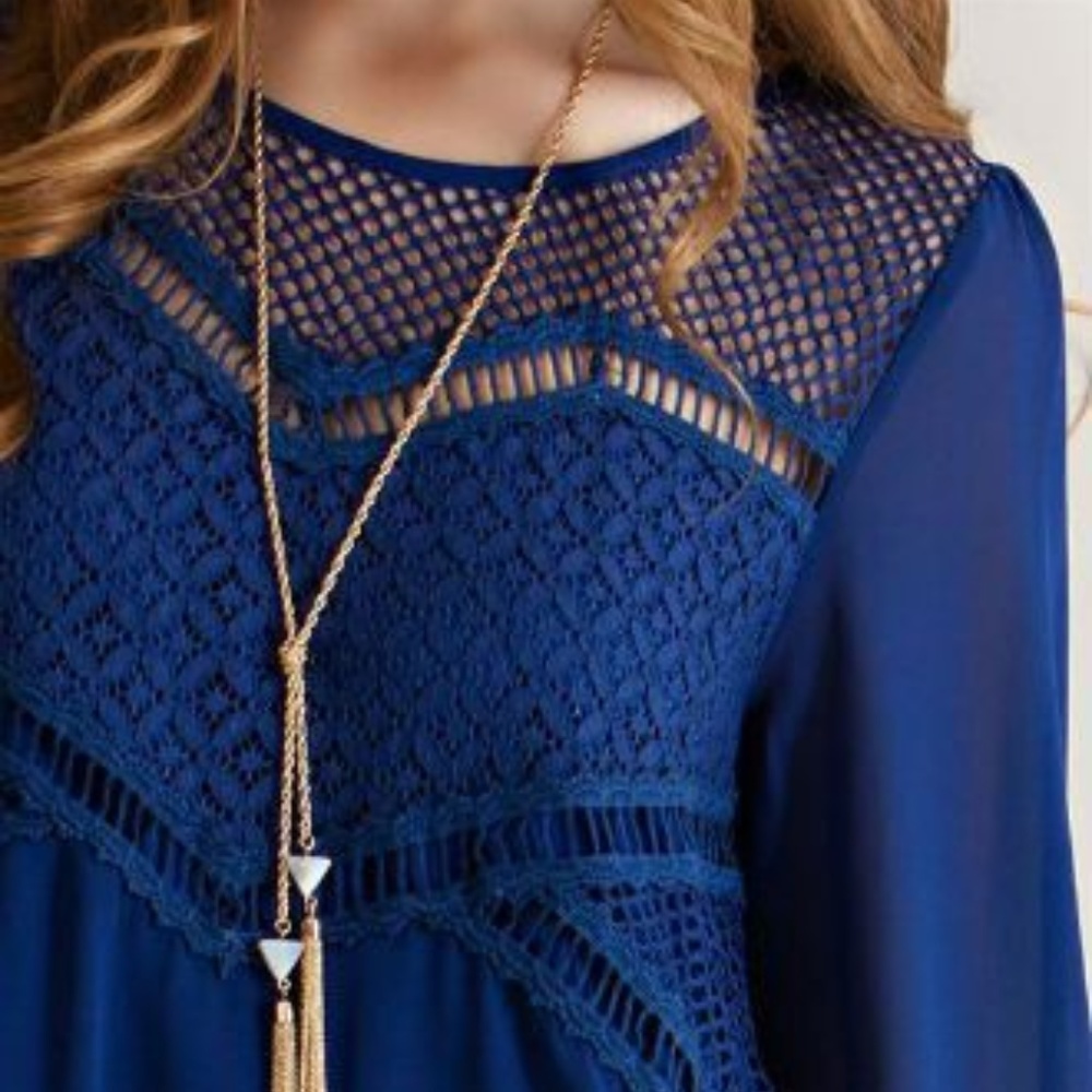 Navy blue Crochet key hole Dress - Picture 7 of 7